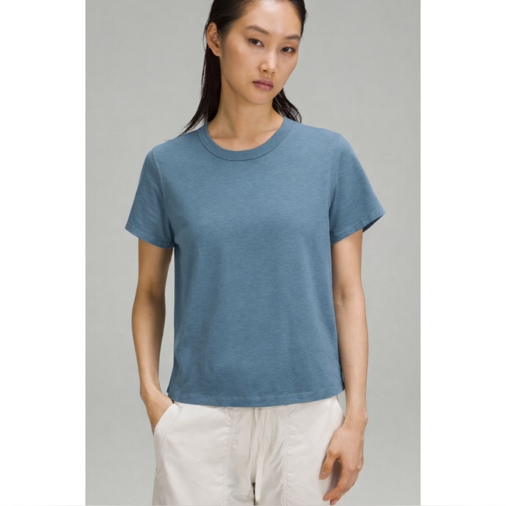 LULULEMON | NEW! Classic-Fit Cotton-Blend T-Shirt in Teal Blue, Size 4